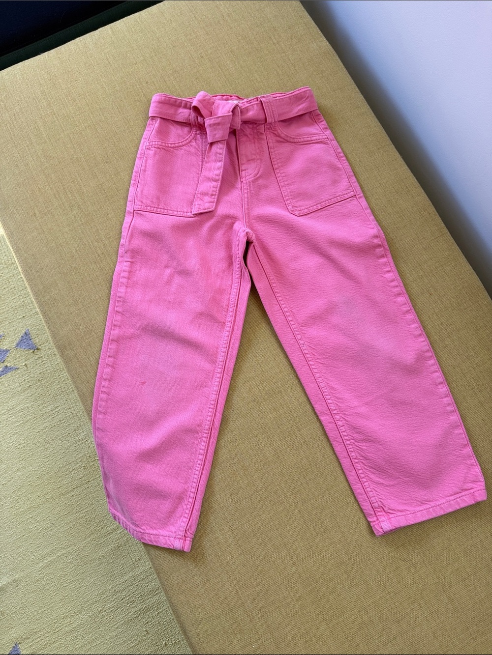 Mini Boden pink denim pant with adjustable waistband